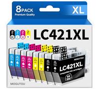 MOGUTOU LC421XL LC421 Lot de 8 cartouches d'encre compatibles avec Brother LC421-XL 421XL VAL Value Pack Multipack de cartouches d'encre compatibles avec Brother DCP-J1050DW DCP-J1140DW MFC-J1010DW