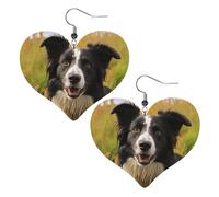 Mohado Boucles d'oreilles pendantes légères en cuir pour femme Motif Border Collie