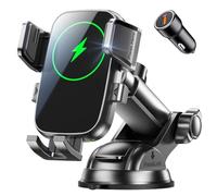 Mohard Support Téléphone Voiture Induction, 15W Chargeur Induction Voiture Charge Rapide, Ventouse Puissante & 360° Rotation, Chargeur sans Fil Voiture pour iPhone 17 Pro Max/16/15/14, Galaxy S25/S24