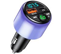 Mohard Transmetteur FM Bluetooth 5.3 Voiture, [PD 30W & QC3.0 18W] Allume Cigare USB Chargeur Rapide, [Lueur Intégrale] Adaptateur Bluetooth Voiture Émetteur Radio Kit Main Libre, Musique Hi-FI