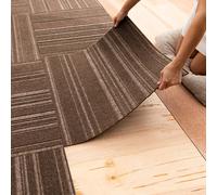 Mohawk Home Dalle de moquette autocollante pour intérieur/extérieur, 61 x 61 cm, hauteur de poils de 6 mm, polyester marron (15 dalles) (60 pi²/b