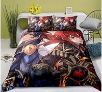 MOHDHAF -Kaeya Housse de couette trois pièces, housse de couette Diluc Ragnvindr 3D, housse de couette Genshin Impact, douce et confortable, meilleur cadeau d'anniversaire - AU Double