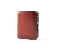 MoHern Portefeuille à fermeture éclair pour homme, en cuir véritable avec technologie de blocage RFID, grand portefeuille multifonction pour homme, marron, Portefeuille à fermeture éclair en cuir