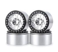 MOHERO Lot de 4 roues/jantes Beadlock RC de 2,2" pour voiture sur chenilles à l'échelle 1/10 Wraith 90018 (argent + noir)