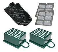 MohMus Set 2X Filtre HEPA + 2X Actif Filtre Charbon + 12 Parfums pour Vorwerk Kobold VK 130, 131, VK130, VK131 SC