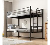 MOHQZA Bunk Bed Lit superposé 90 x 200 cm, superposé, en métal, avec sommier à lattes, convertible en 2 lits simples, pour enfants, adolescents et adultes, noir