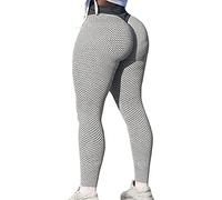 MOHUACHI Pantalon de yoga taille haute avec contrôle du ventre pour femme - Legging froncé, (#4) Gris, Taille L