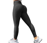 MOHUACHI Pantalon de yoga taille haute avec contrôle du ventre pour femme - Legging froncé, (#6) Noir, Taille S