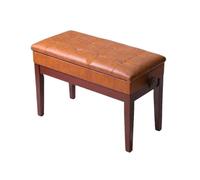 MOHUIED Banc de Piano réglable en Hauteur Bois avec boîte à Livres for Deux Personnes, Chaise Professionnelle Cuir, Banc Clavier pour pianistes(Double Can Lift [Teak Color])