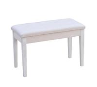 MOHUIED Banc de Piano réglable en Hauteur Bois avec boîte à Livres for Deux Personnes, Chaise Professionnelle Cuir, Banc Clavier pour pianistes(Double Not Adjustable (White))