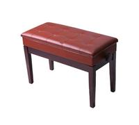 MOHUIED Banc de Piano réglable en Hauteur Bois avec boîte à Livres for Deux Personnes, Chaise Professionnelle Cuir, Banc Clavier pour pianistes(Double Can Lift [Red Brown])