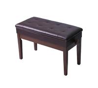 MOHUIED Banc de Piano réglable en Hauteur Bois avec boîte à Livres for Deux Personnes, Chaise Professionnelle Cuir, Banc Clavier pour pianistes(Double Can be Raised and Lowered [Walnut])