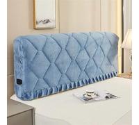 MOHUIED Housse de tête lit en Velours épais Tout Compris matelassée Polaire Corail Douce pour tête de lit de Chambre à Coucher rembourrée(Light Blue,W120cm x H70cm)