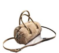 MOHUIED Sacs bandoulière Sac à main d'hiver en fausse fourrure, simple, couleur unie, doux, peluche, bandoulière, for femme, poignée courte, fourre-tout moelleux(Camel)