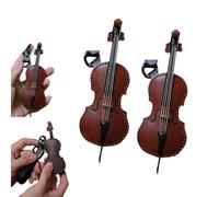MOHXFE Porte-clés Violon,Porte-clés Violon en Cuir Vintage,Porte-clés Violon et Violoncelle en Cuir,Fait à la Main pour Les Amoureux de la Musique (2PC-A)