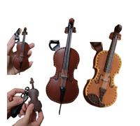 MOHXFE Porte-clés Violon,Porte-clés Violon en Cuir Vintage,Porte-clés Violon et Violoncelle en Cuir,Fait à la Main pour Les Amoureux de la Musique (2PC-C)