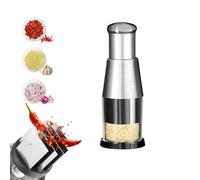 Pressed Garlic Chopper, Multifunctional Manual Food Presser,Manual Press Chopper, Stainless Steel Hand Food Chopper Garlic Press, for Mincing Garlic, Slicing Peppers and Onions (1PCS)