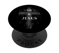 Moi et Jésus Amen et Jésus Croix Catholique PopSockets PopGrip Adhésif
