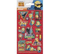 Moi, moche et méchant 4 autocollants réutilisables - Produit sous licence officielle - Réutilisable sur des surfaces non poreuses - Pour garçons et filles, à partir de 3 ans, cadeaux d'anniversaire