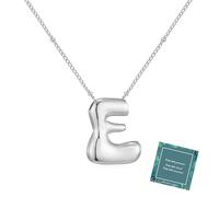 Moiegouct Collier plaqué or 14 carats avec pendentif initiale 3D avec chaîne de perles - Bijoux personnalisés pour femme, E, Laiton, Pas de pierre précieuse