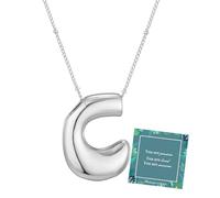 Moiegouct Collier plaqué or 14 carats avec pendentif initiale 3D avec chaîne de perles - Bijoux personnalisés pour femme, C, Laiton, Pas de gemme