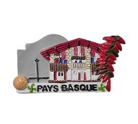 Moiilvcla Aimant de réfrigérateur 3D en forme de maison folklorique du Pays basque France - Souvenir de voyage - Décoration de réfrigérateur - Autocollant magnétique - Collection artisanale