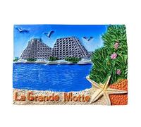 Moiilvcla La Grande Motte France Pyramidal Building Aimant de Réfrigérateur Souvenir de Voyage 3D Décoration de Réfrigérateur Autocollant Magnétique Craft Collection