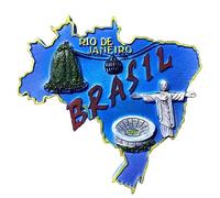 Moiilvcla Rio de Janeiro Carte créative du Brésil Aimant de réfrigérateur souvenir de voyage 3D Décoration de réfrigérateur Autocollant magnétique Collection artisanale