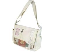 Moilkooe Sac à bandoulière mignon pour adolescents Kawaii Messenger Sac à main en nylon Sac à bandoulière japonais JK Grand sac à main Anime pour Lolita Comic Casual Sac à bandoulière, blanc, Taille