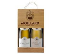 Moillard - Coffret cadeau Saint-Véran, Mâcon-Villages, Chardonnay Vin Blanc, Grand Vins de Bourgogne en caisse bois (2 x 0,75L) (Lot de 6)
