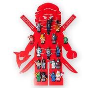 moin minis Étagère de chambre d'enfant pour 18 mini-figurines compatibles avec les figurines Ninja, briques de construction, étagère de rangement, vitrine de présentation, étagère murale, système
