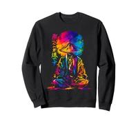 Moine Zen Méditation Japonaise Couleur Splash Illustration Sweatshirt