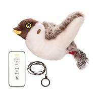 Moineau à mouvement automatique pour chat - Interaction télécommandée - Oiseau bruyant pour animal domestique - Activités de fiançailles - Jouet à distance