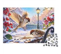 Moineau Neige Banc Puzzle, 1000 Pièces Jeu Intérieur Adulte | 38x26cm Carton, Exercice Cérébral, Ajustement Précis, Amateurs D'art, Réduction Du Stress