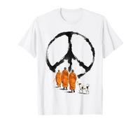 Moines Marchant dans la Paix Minimaliste Zen Mindful Walking T-Shirt