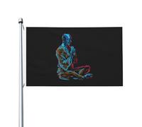 Moines Shaolin Drapeau Couleurs Vives Drapeaux Décoratif Bannière Pour Pelouse Mur Bar 90X150Cm