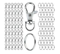 moinkerin 100 Pièces Porte Clef Mousqueton Porte Clé Anneaux Porte Clé pour le Bricolage, la Résine et la Fabrication de bijoux