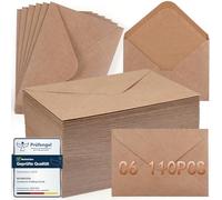 moinkerin 110 Piezas C6 Sobres Papel 130g/m² Marron Sobres Invitaciones Boda para DIY,Invitaciones de boda,Tarjetas de Agradecimiento (Marron, C6)