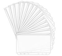 moinkerin 12 Pièces Pochette Plastique A5 6 Trous Pochettes Classeur en Plastique Dossiers à Glissière Imperméable pour Reliure d'ordinateur Portable A5 Documents Carnets de Notes Cartes