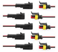 moinkerin 5 Pièces Connecteur Etanche 2 Fils Voiture Fiche Étanche Connecteur de Fil Électrique Étanche pour Bateaux, Motos, Scooters, Camions, Quads, Vélos et Tricycles