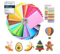 moinkerin 50 Feuilles de Feutrine Loisir Creatif avec Fil à Coudre 20x30cm Tissu en Feutre 1mm Feutrine pour kit de démarrage - Artisanat, couture, décoration manuelle (50 Coloris)
