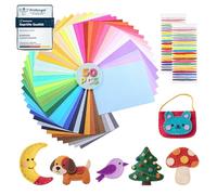 moinkerin 50 Feuilles de Feutrine Loisir Creatif avec Fil à Coudre 40x30cm Tissu en Feutre 1mm Feutrine pour kit de démarrage - Artisanat, couture, décoration manuelle (50 Coloris)