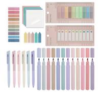 moinkerin 900 Pièces Marque Page Adhesif avec 12 Pièces Surligneurs Pastel avec 6 stylo à encre gel pour Les Signets, L'étude, Le bureau, L'école, L'agenda Memo