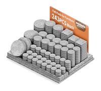 moinkerin Patins Feutre Autocollant 243 Pièces Patin Chaise Feutre Auto-Adhésifs Tampon Meuble 5mm D'épaisseur Anti-Rayures & Réduction du Bruit Tailles Triées Gris