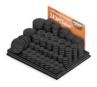 moinkerin Patins Feutre Autocollant 243 Pièces Patin Chaise Feutre Auto-Adhésifs Tampon Meuble 5mm D'épaisseur Anti-Rayures & Réduction du Bruit Tailles Triées Noir