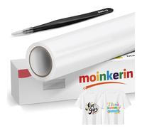 moinkerin Vinyle Flex Thermocollant Blanc pour T-Shirt Vêtements DIY - 30,5 cm x 200cm avec Pince Inox