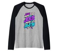 Moins d’Ego Plus de Jésus BJJ Jiu Jitsu Foi chrétienne Manche Raglan