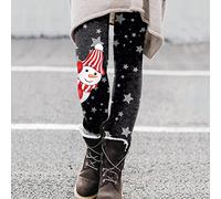 Moins de 25 femmes décontracté mignon Noël dessin animé Père Noël imprimé intérieur leggings bottes pantalons chaîne de ventre chaîne de hanche, Blanc., L