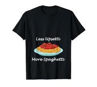 Moins de bouleversements, Plus de Spaghettis, drôles d'amateurs de Nouilles Italiennes T-Shirt Graphique avec Valeur, Homme, Noir, XL