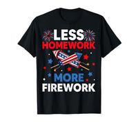 Moins de devoirs plus de feux d'artifice - Étudiant patriotique 4 juillet T-Shirt
